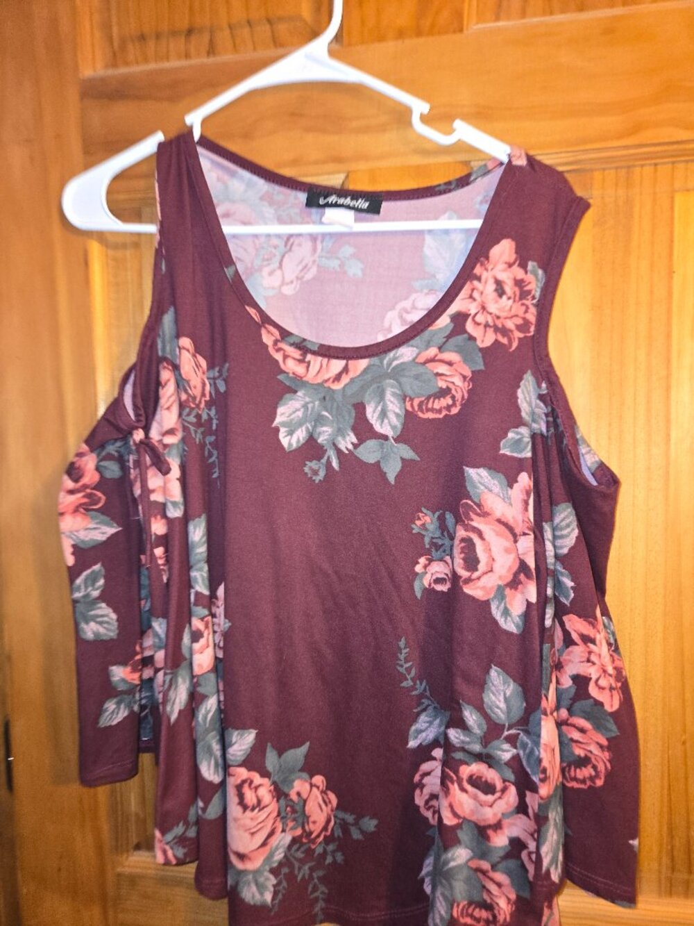 flower printed maroon shirt